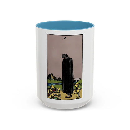 The 5 of Cups (Tarot Card) Accent Coffee Mug-15oz-Light Blue-Go Mug Yourself