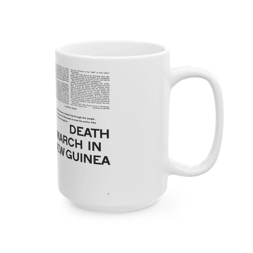 Death March In New Guinea, Man's Adventure, December 1964 - White Coffee Mug-Go Mug Yourself