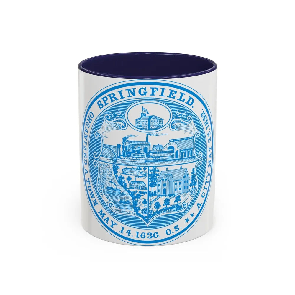 Seal of Springfield Massachusetts - Accent Coffee Mug-11oz-Navy-Go Mug Yourself