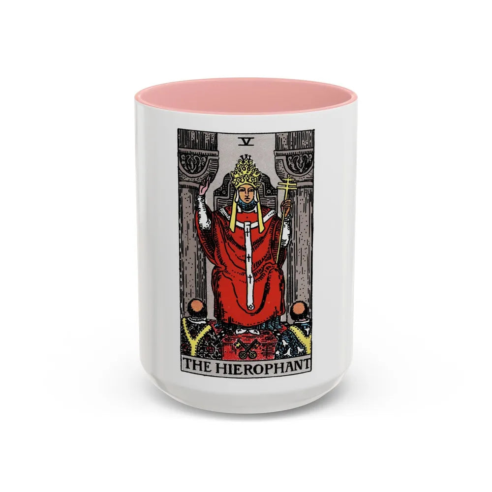 The Hierophant (Tarot Card) Accent Coffee Mug-15oz-Pink-Go Mug Yourself