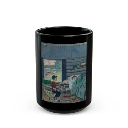 Dad the Fish Are Biting, Saturday Evening Post cover study, August 25, 1962 - Black Coffee Mug 15oz - Go Mug Yourself