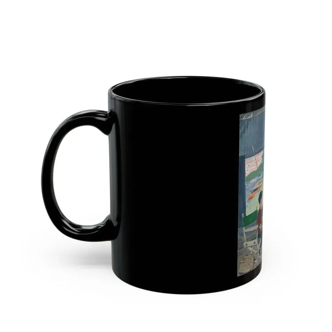 Dad the Fish Are Biting, Saturday Evening Post cover study, August 25, 1962 - Black Coffee Mug - Go Mug Yourself