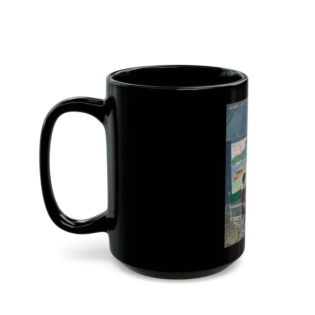 Dad the Fish Are Biting, Saturday Evening Post cover study, August 25, 1962 - Black Coffee Mug - Go Mug Yourself