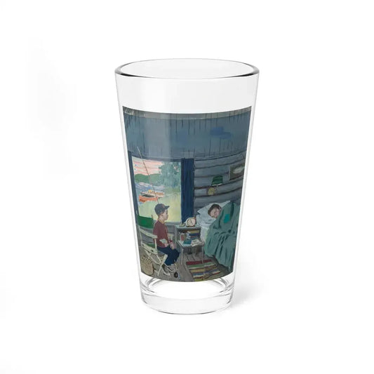 Dad the Fish Are Biting, Saturday Evening Post cover study, August 25, 1962 - Pint Glass 16oz 16oz - Go Mug Yourself