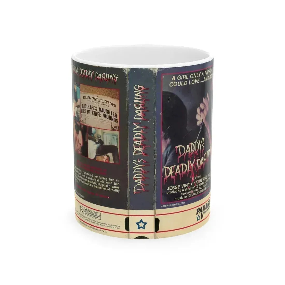 DADDYS DEADLY DARLING (VHS COVER) - White Coffee Mug 11oz - Go Mug Yourself