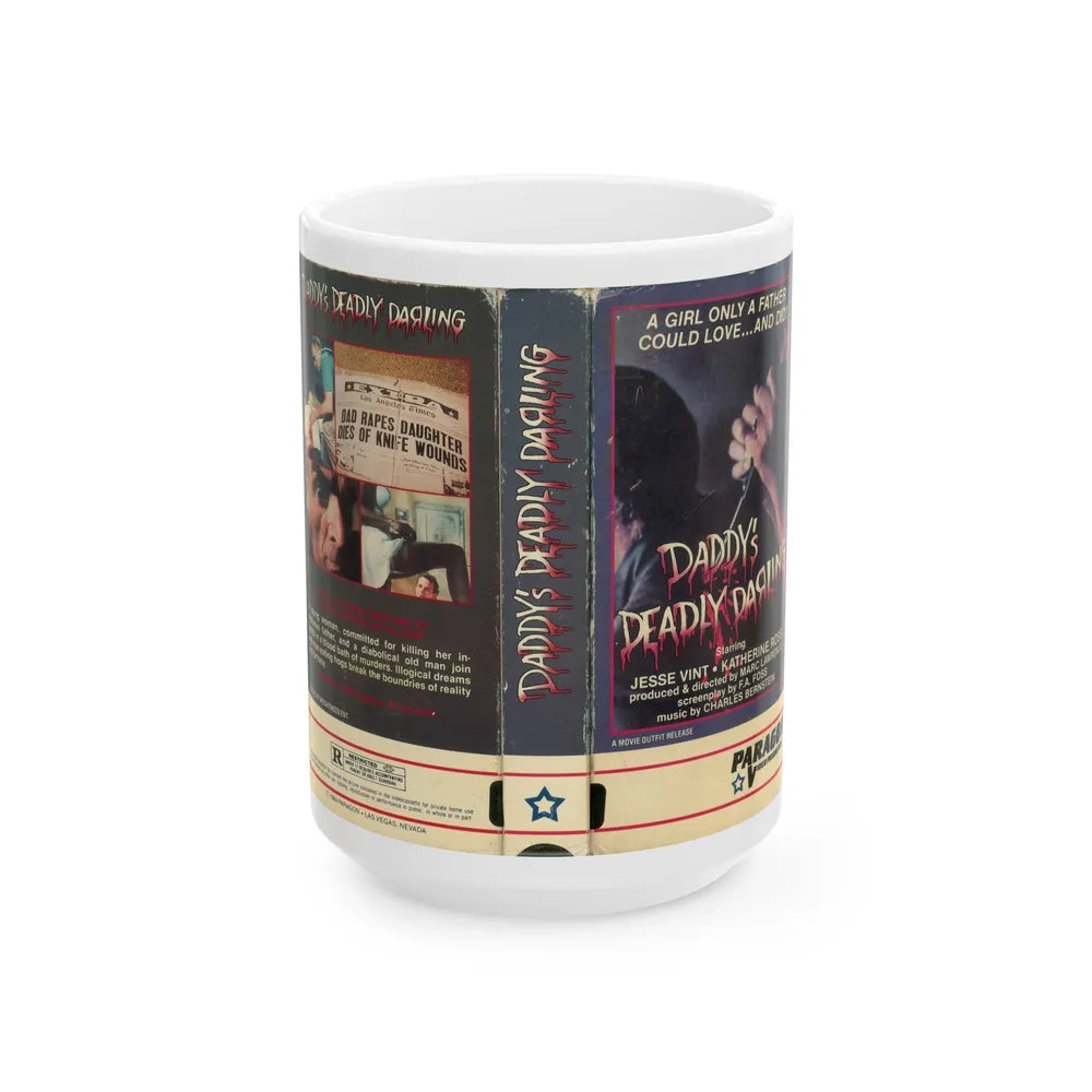 DADDYS DEADLY DARLING (VHS COVER) - White Coffee Mug-15oz-Go Mug Yourself