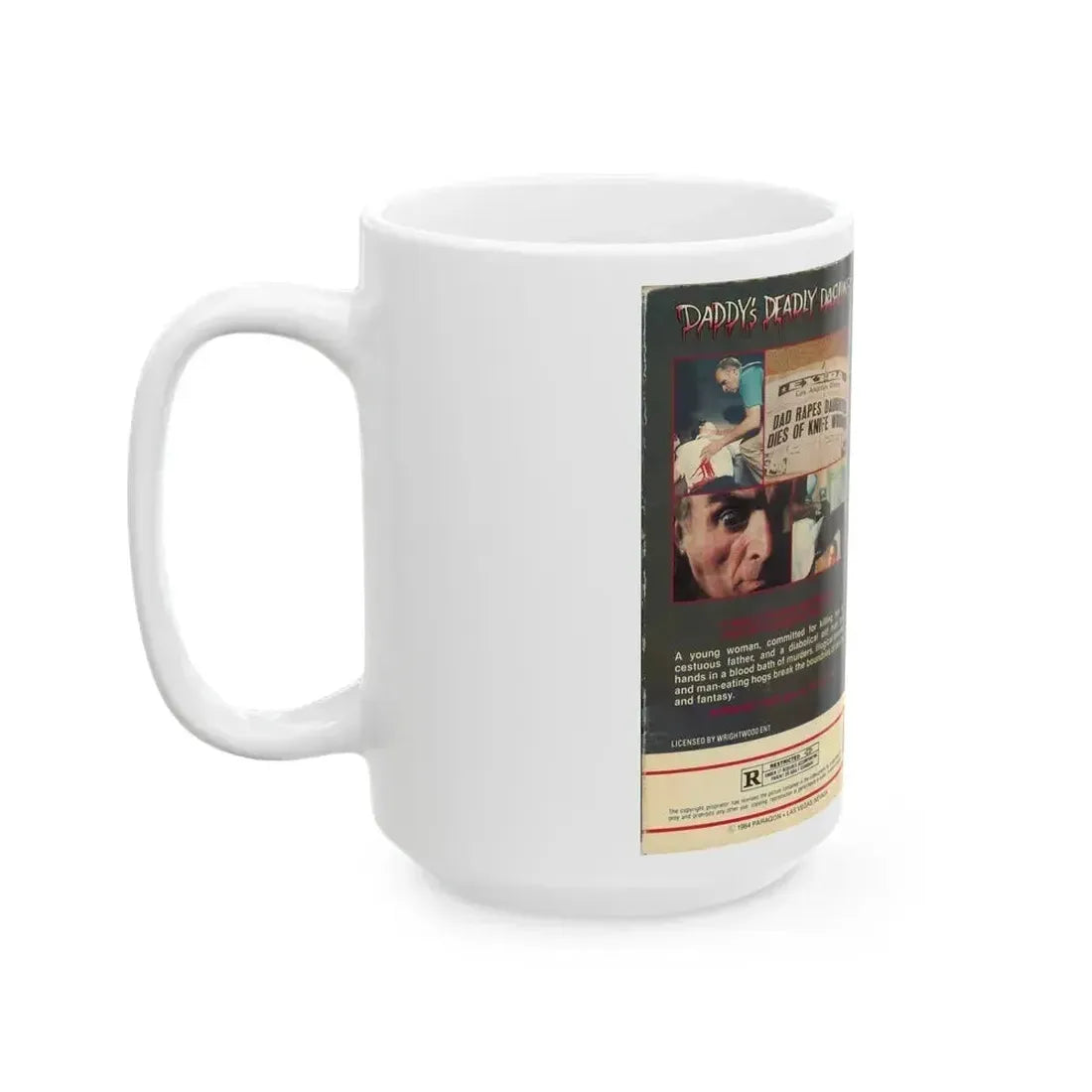 DADDYS DEADLY DARLING (VHS COVER) - White Coffee Mug - Go Mug Yourself