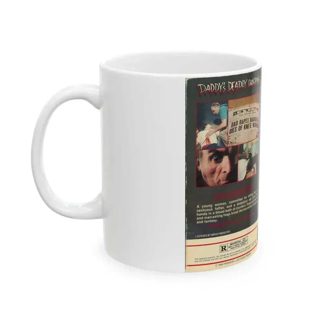 DADDYS DEADLY DARLING (VHS COVER) - White Coffee Mug - Go Mug Yourself