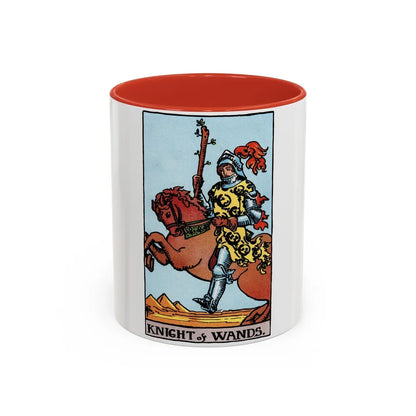 The Knight of Wands (Tarot Card) Accent Coffee Mug-11oz-Red-Go Mug Yourself