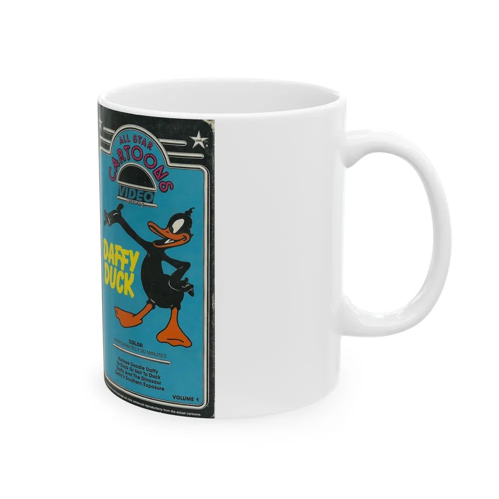 DAFFY DUCK ALL STAR CARTOONS (VHS COVER) - White Coffee Mug-Go Mug Yourself