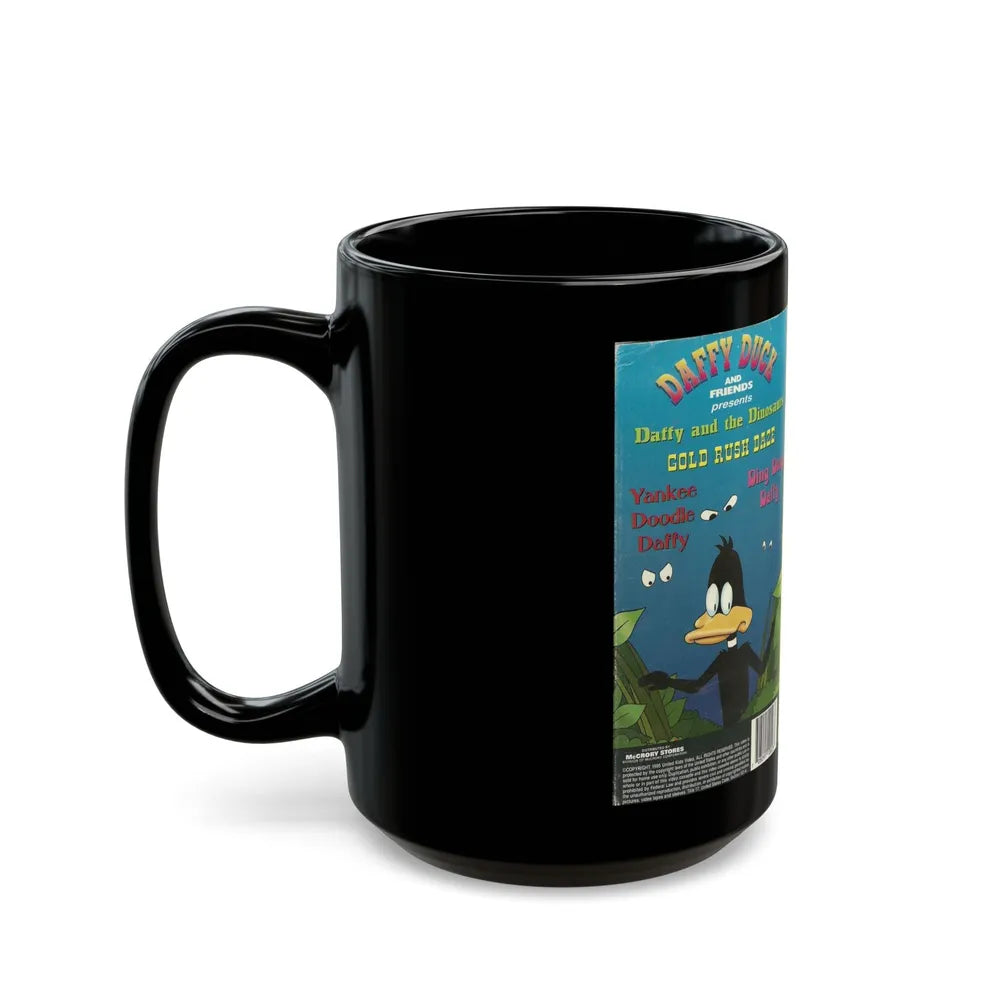 DAFFY DUCK AND FRIENDS DAFFY AND THE DINOSAURS (VHS COVER) - Black Coffee Mug-Go Mug Yourself