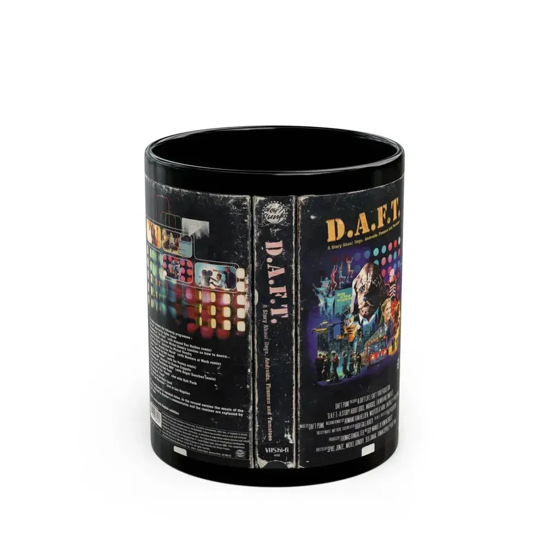 DAFT A STORY ABOUT DOGS ANDROIDS FIREMEN AND TOMATOES (VHS COVER) - Black Coffee Mug 11oz - Go Mug Yourself