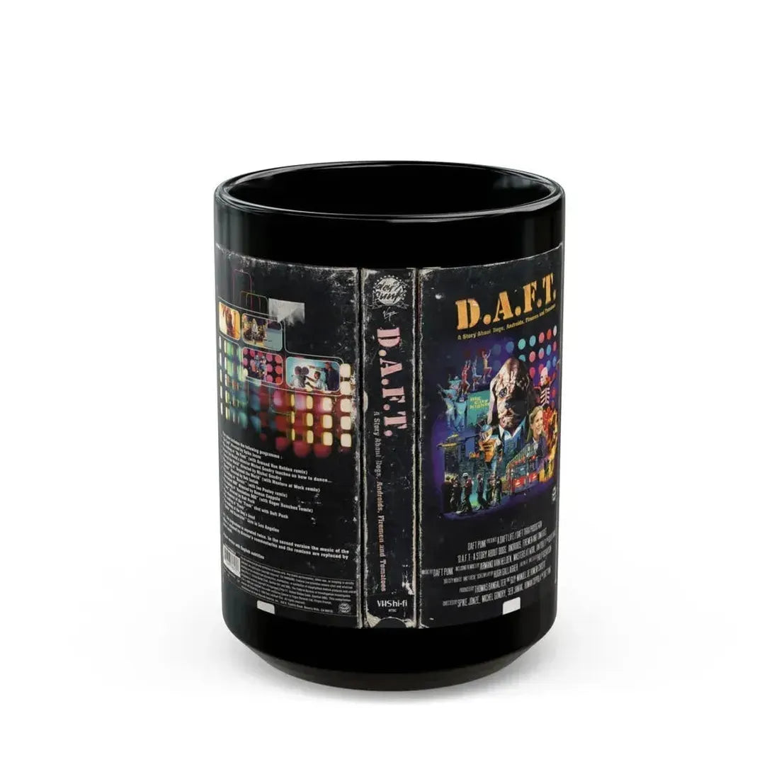 DAFT A STORY ABOUT DOGS ANDROIDS FIREMEN AND TOMATOES (VHS COVER) - Black Coffee Mug 15oz - Go Mug Yourself