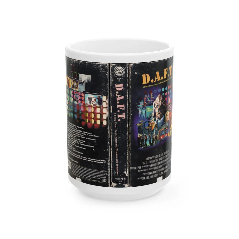 DAFT A STORY ABOUT DOGS ANDROIDS FIREMEN AND TOMATOES (VHS COVER) - White Coffee Mug-15oz-Go Mug Yourself