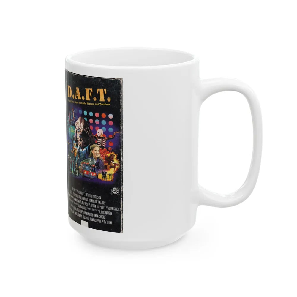 DAFT A STORY ABOUT DOGS ANDROIDS FIREMEN AND TOMATOES (VHS COVER) - White Coffee Mug-Go Mug Yourself