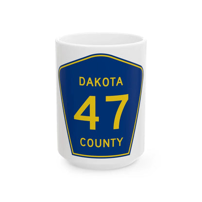 Dakota County Route 47 (Minnesota) (Road Sign) White Coffee Mug 15oz - Go Mug Yourself