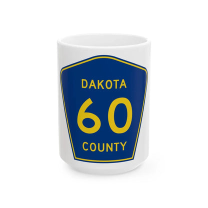 Dakota County Route 60 (Minnesota) (Road Sign) White Coffee Mug 15oz - Go Mug Yourself