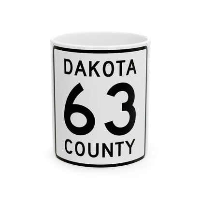 Dakota County Route 63 (Minnesota) (Road Sign) White Coffee Mug 11oz - Go Mug Yourself
