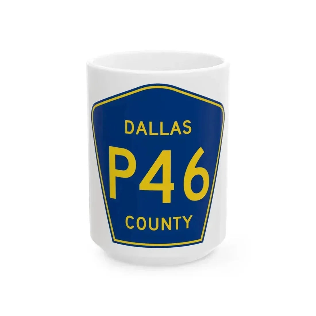 Dallas County Route P46 IA (Iowa) (Road Sign) White Coffee Mug 15oz - Go Mug Yourself