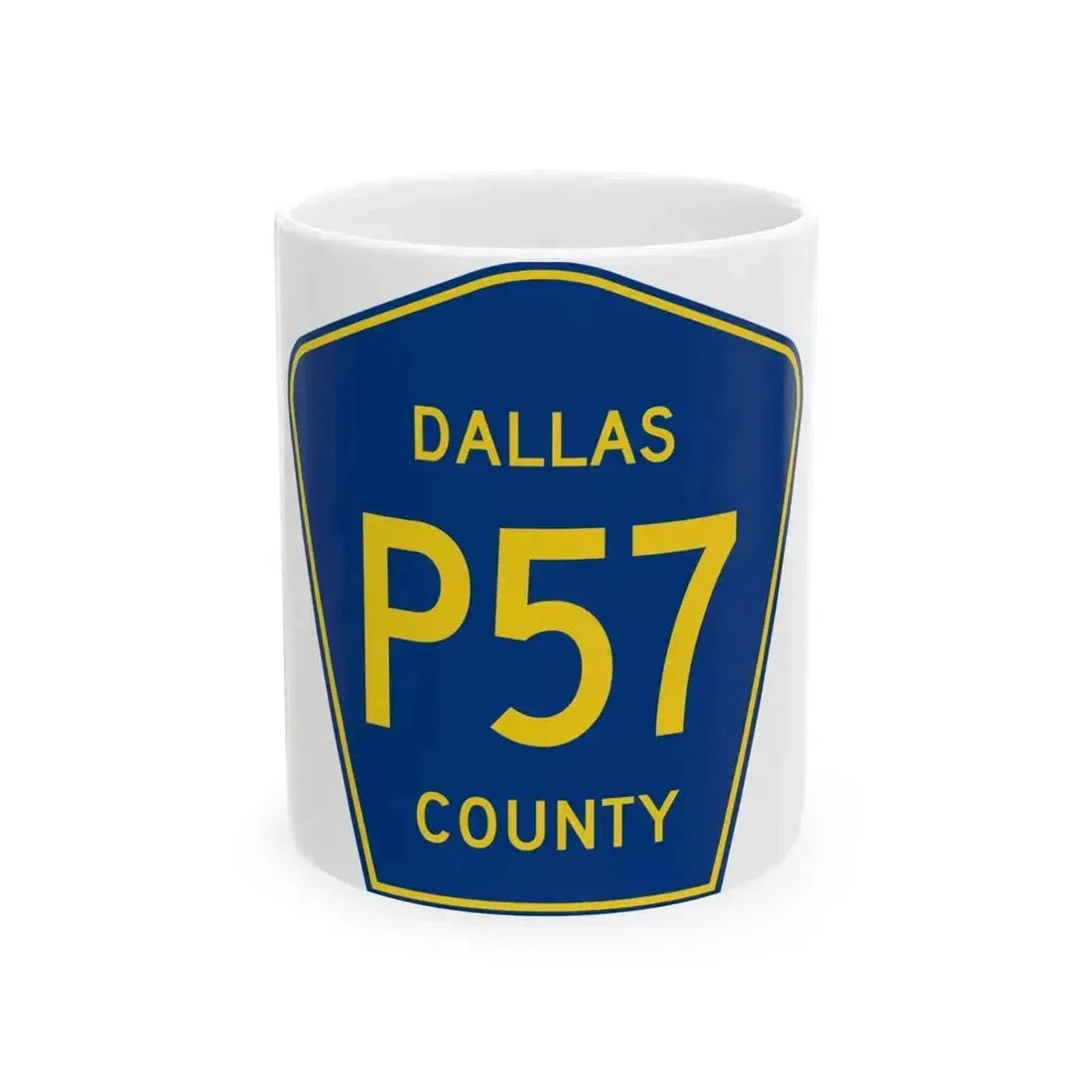 Dallas County Route P57 IA (Iowa) (Road Sign) White Coffee Mug 11oz - Go Mug Yourself