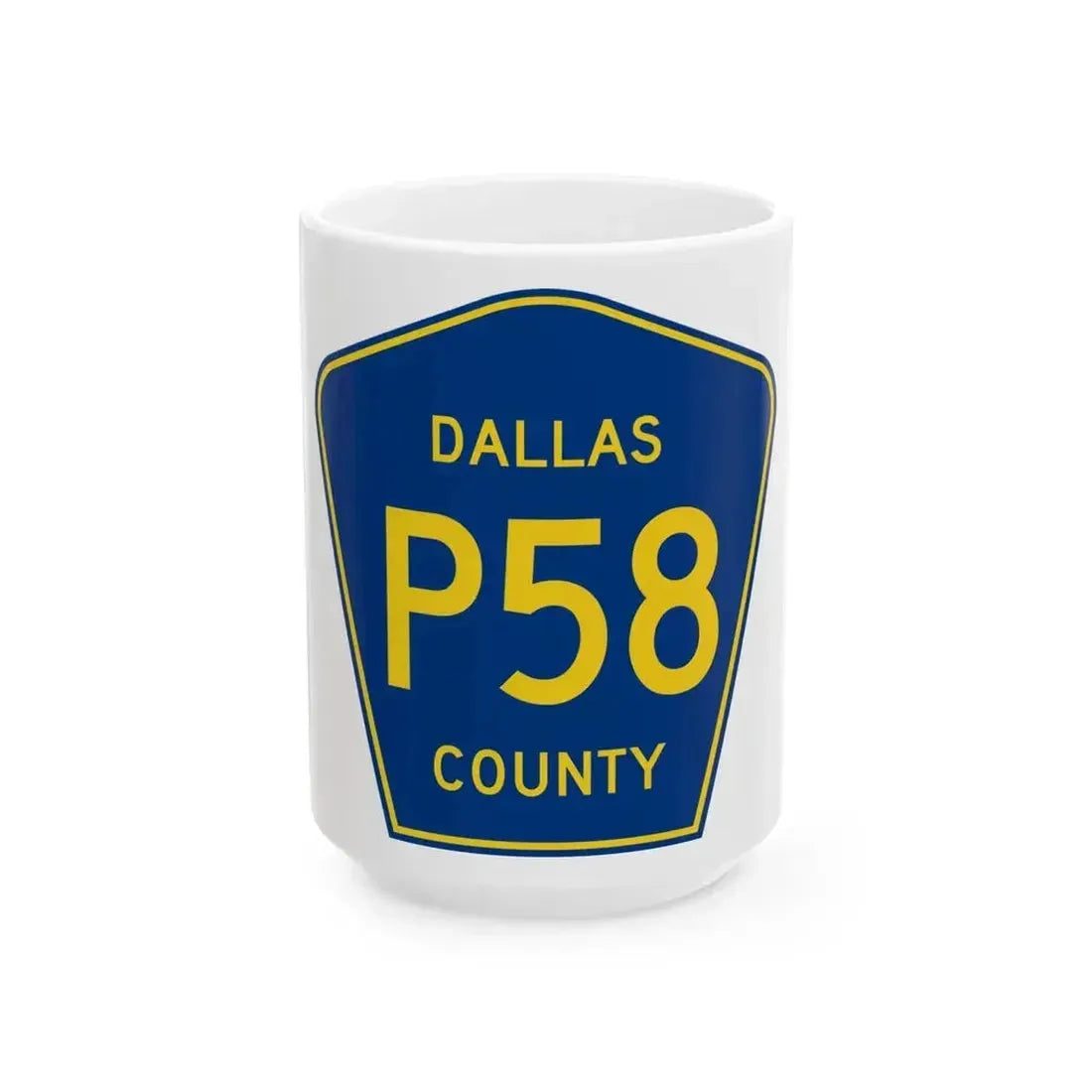 Dallas County Route P58 IA (Iowa) (Road Sign) White Coffee Mug 15oz - Go Mug Yourself