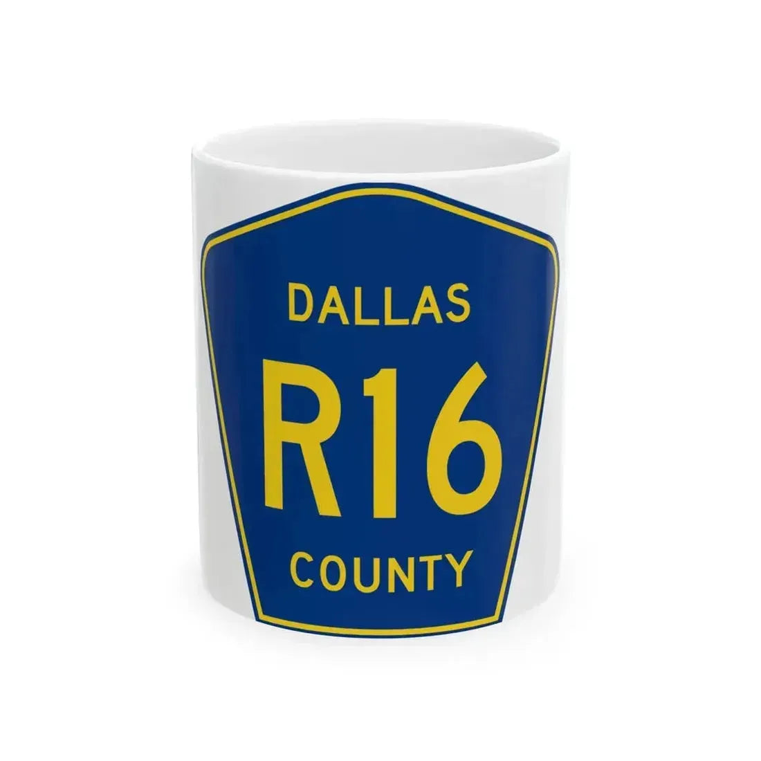 Dallas County Route R16 IA (Iowa) (Road Sign) White Coffee Mug 11oz - Go Mug Yourself