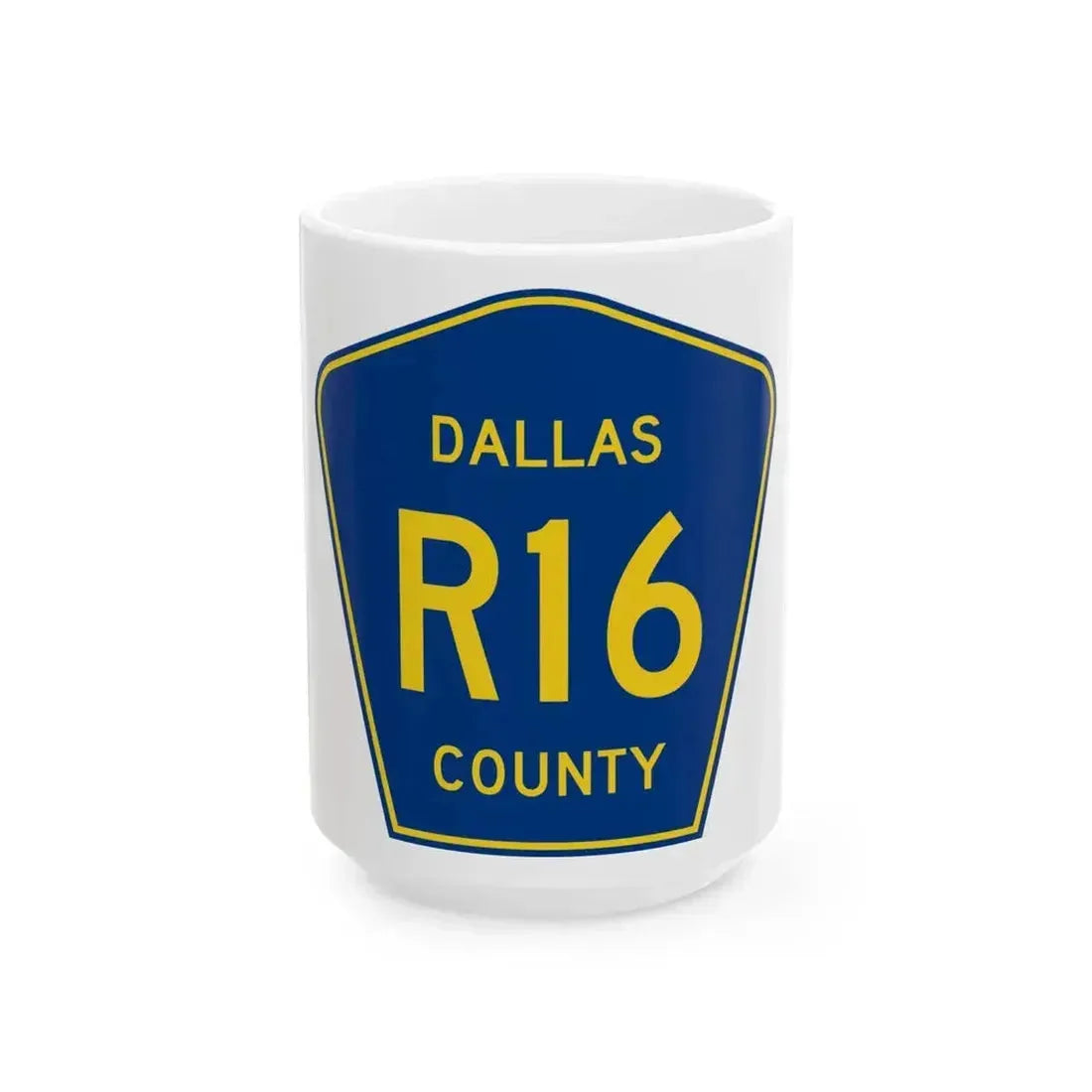 Dallas County Route R16 IA (Iowa) (Road Sign) White Coffee Mug 15oz - Go Mug Yourself
