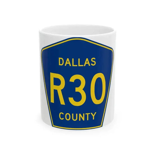 Dallas County Route R30 IA (Iowa) (Road Sign) White Coffee Mug 11oz - Go Mug Yourself