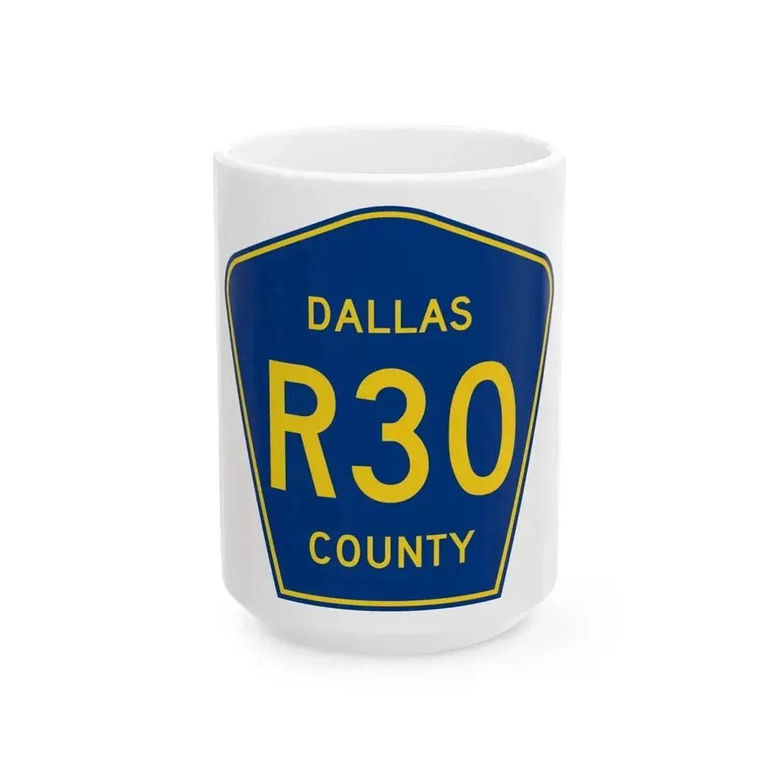 Dallas County Route R30 IA (Iowa) (Road Sign) White Coffee Mug 15oz - Go Mug Yourself