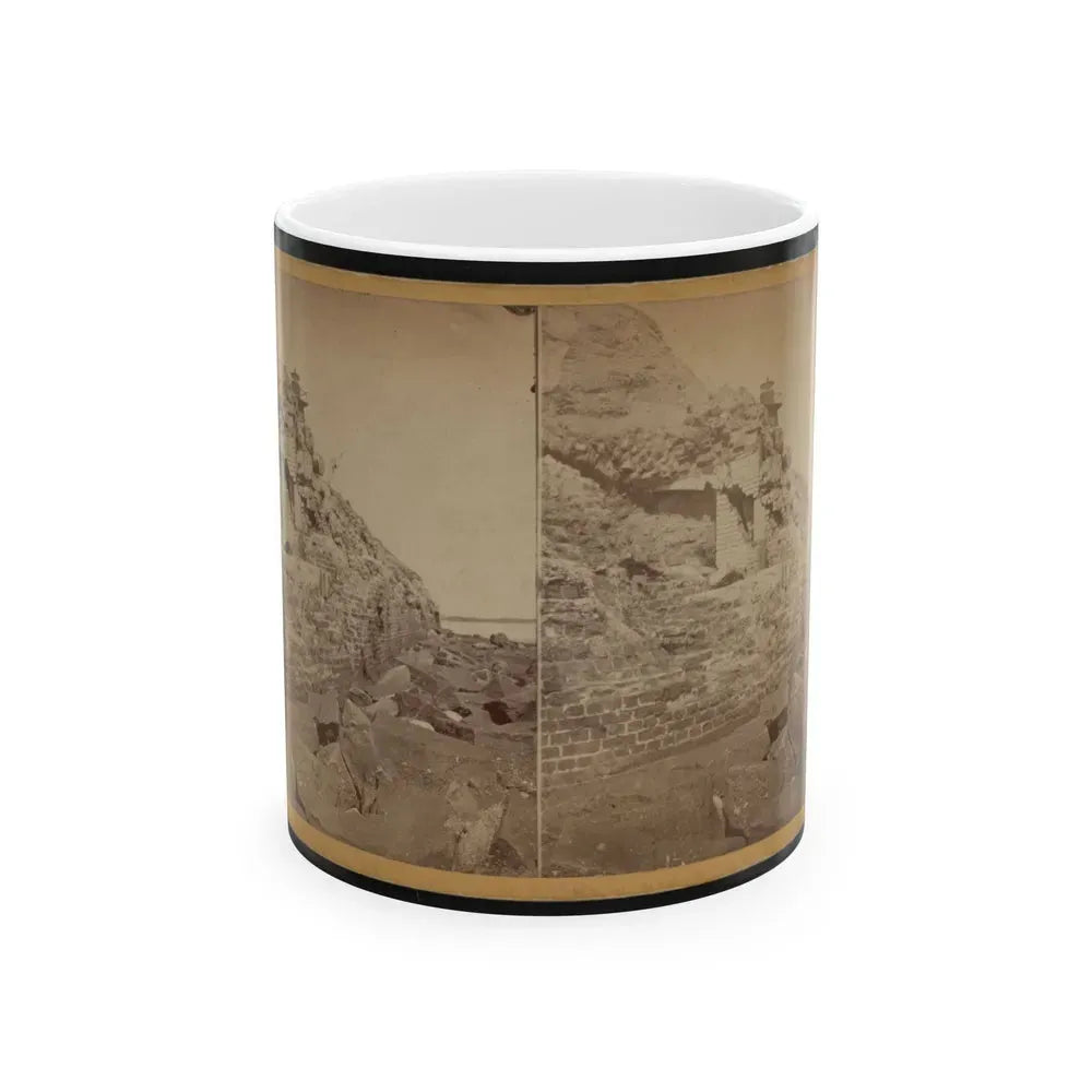 Damage To Exterior Wall Of Fort Sumter From Bombardment, Charleston, South Carolina (U.S. Civil War) White Coffee Mug 11oz - Go Mug Yourself