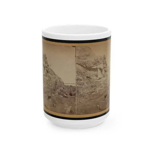 Damage To Exterior Wall Of Fort Sumter From Bombardment, Charleston, South Carolina (U.S. Civil War) White Coffee Mug 15oz - Go Mug Yourself