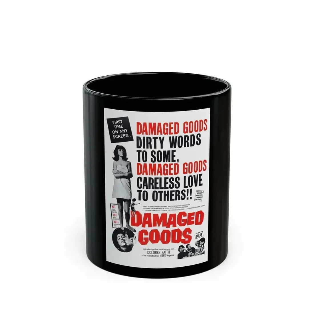 DAMAGED GOODS 1961 Movie Poster - Black Coffee Mug 11oz - Go Mug Yourself