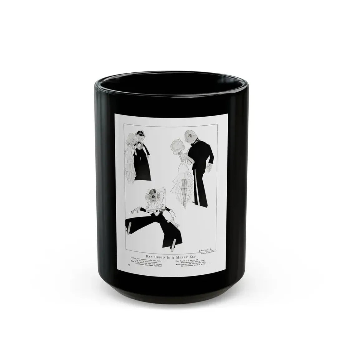 Dan Cupid Is A Merry Elf, Smart Set Magazine, February 1930 - Black Coffee Mug 15oz - Go Mug Yourself