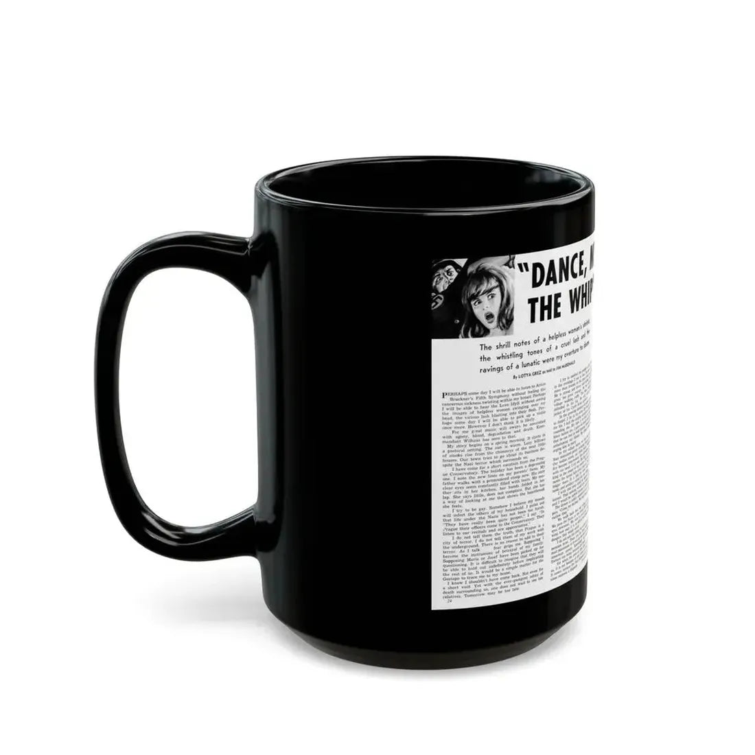 Dance, My Darlings, To The Whip's Evi Song, Man's Book, February 1973 - Black Coffee Mug - Go Mug Yourself