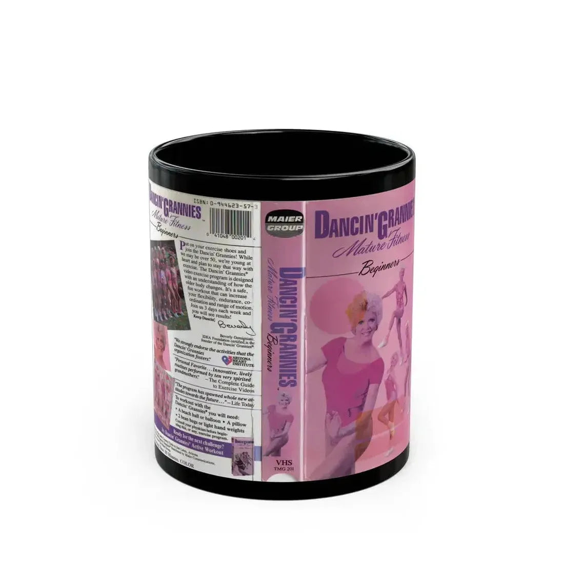 DANCIN GRANNIES MATURE FITNESS BEGINNERS MAIER GROUP (VHS COVER) - Black Coffee Mug 11oz - Go Mug Yourself