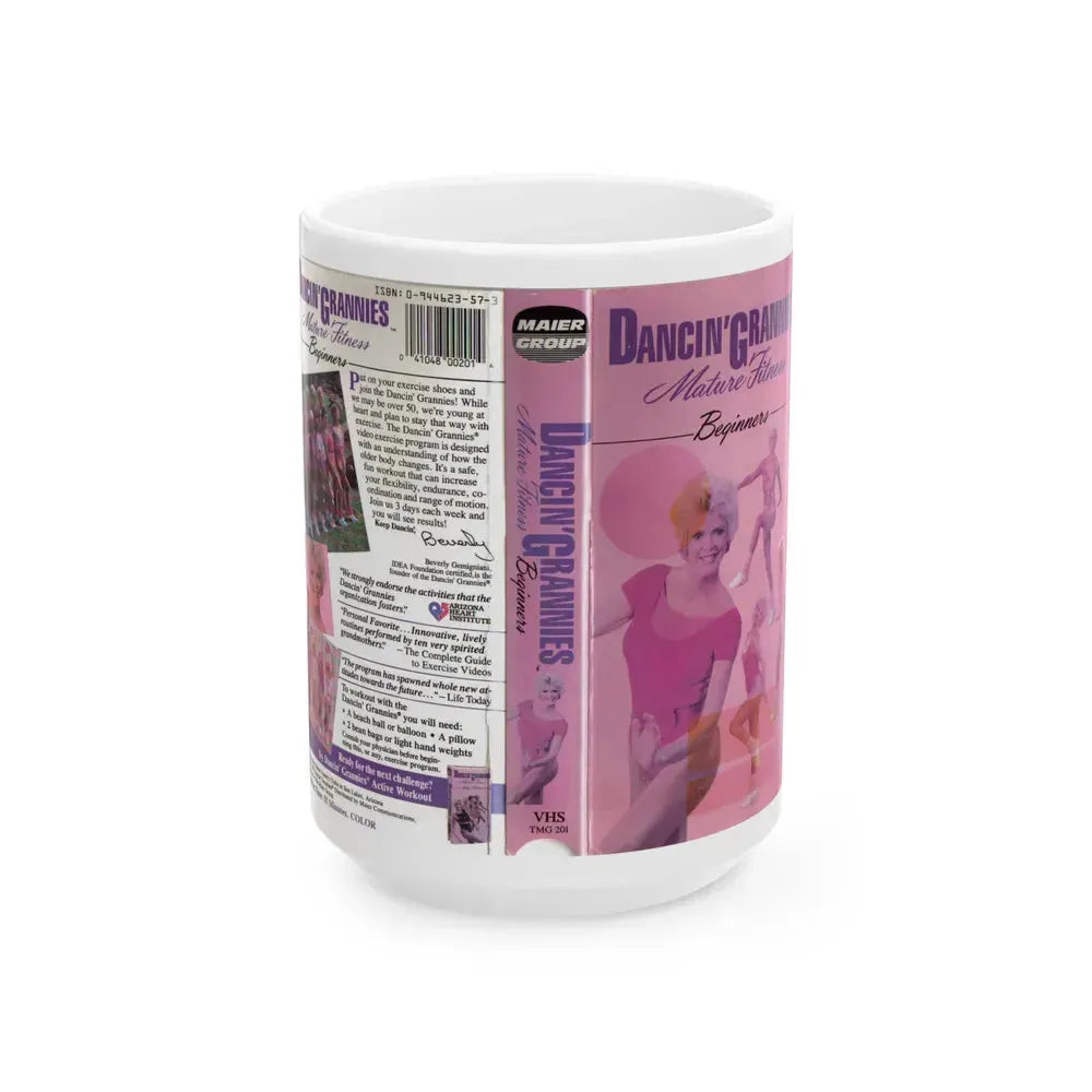 DANCIN GRANNIES MATURE FITNESS BEGINNERS MAIER GROUP (VHS COVER) - White Coffee Mug 15oz - Go Mug Yourself