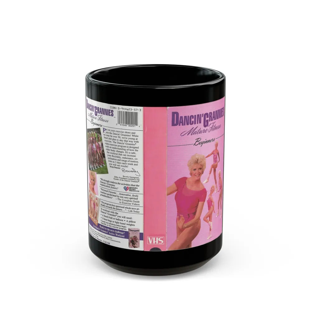 DANCIN GRANNIES MATURE FITNESS BEGINNERS (VHS COVER) - Black Coffee Mug-15oz-Go Mug Yourself