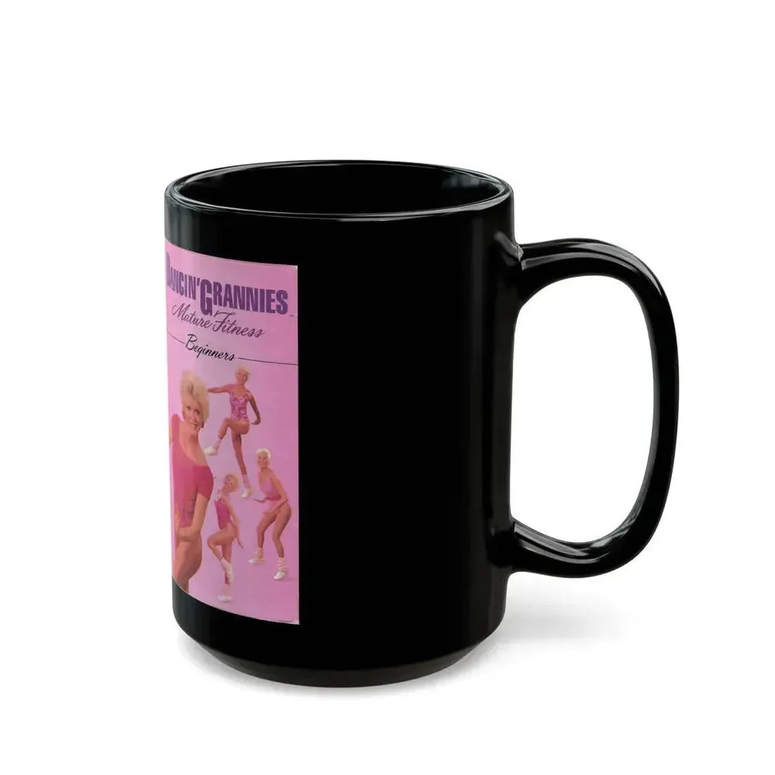 DANCIN GRANNIES MATURE FITNESS BEGINNERS (VHS COVER) - Black Coffee Mug - Go Mug Yourself
