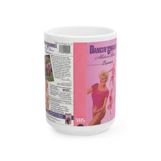 DANCIN GRANNIES MATURE FITNESS BEGINNERS (VHS COVER) - White Coffee Mug 15oz - Go Mug Yourself