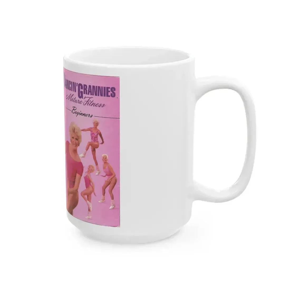 DANCIN GRANNIES MATURE FITNESS BEGINNERS (VHS COVER) - White Coffee Mug - Go Mug Yourself