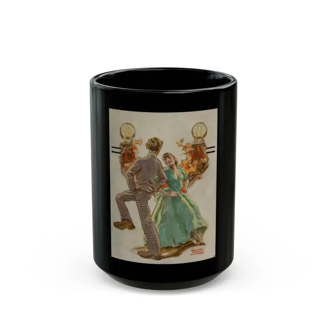 Dancing, The Saturday Evening Post cover study - Black Coffee Mug 15oz - Go Mug Yourself