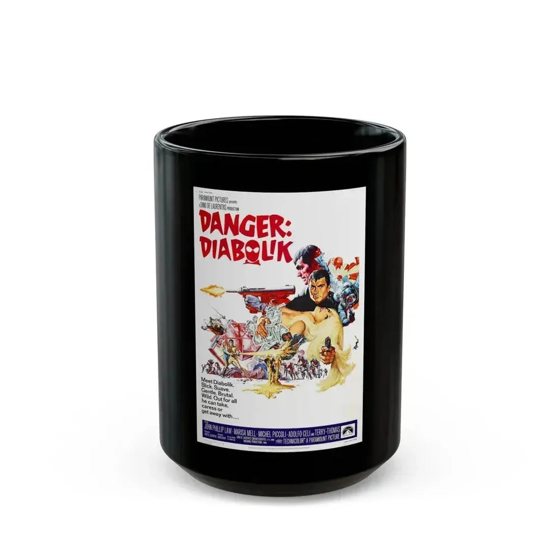 DANGER DIABOLIK 1968 Movie Poster - Black Coffee Mug 15oz - Go Mug Yourself
