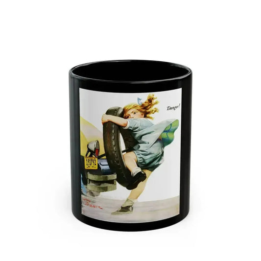 Danger, Liberty magazine cover, June 28, 1930 - Black Coffee Mug 11oz - Go Mug Yourself
