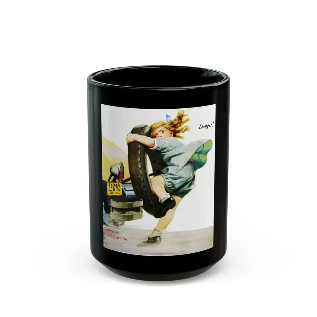 Danger, Liberty magazine cover, June 28, 1930 - Black Coffee Mug 15oz - Go Mug Yourself