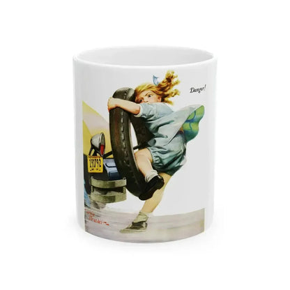 Danger, Liberty magazine cover, June 28, 1930 - White Coffee Mug 11oz - Go Mug Yourself