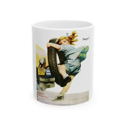 Danger, Liberty magazine cover, June 28, 1930 - White Coffee Mug 11oz - Go Mug Yourself