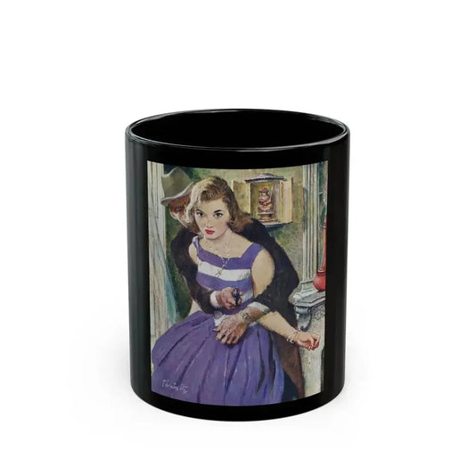Dangerous Bluff by Thomas Walsh, The Saturday Evening Post, 1960 - Black Coffee Mug 11oz - Go Mug Yourself