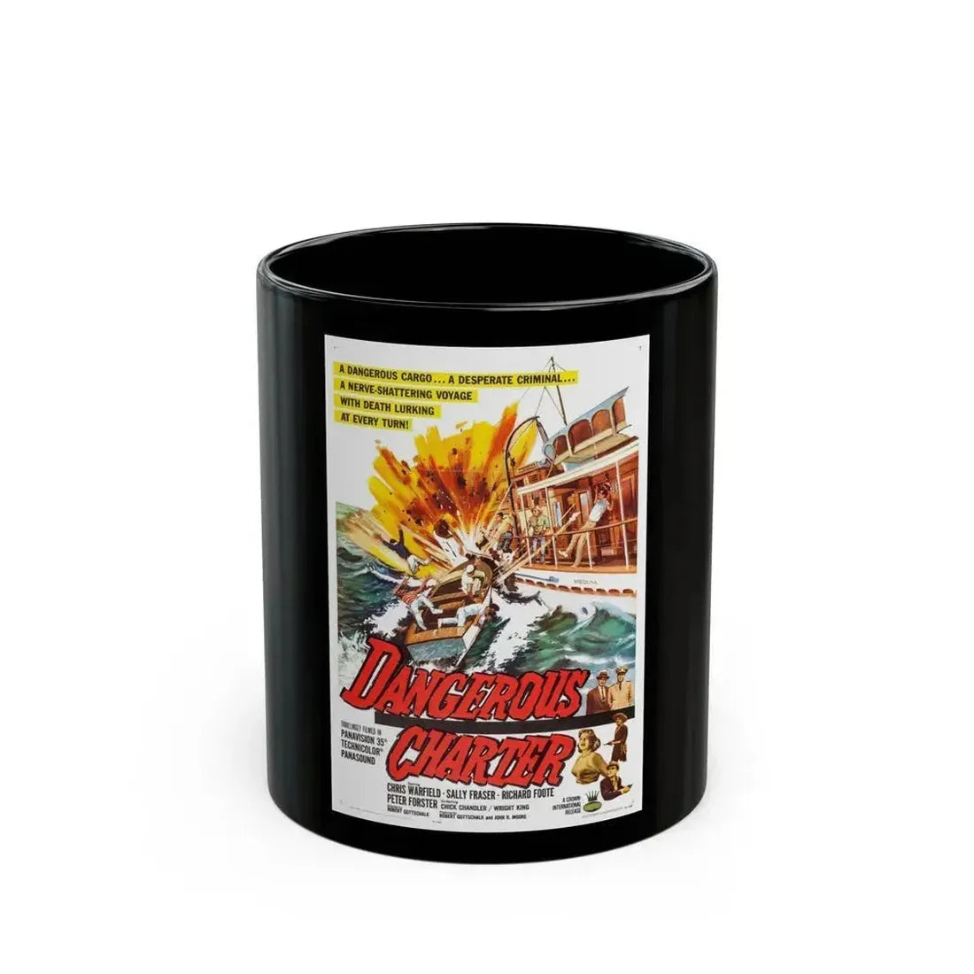 DANGEROUS CHARTER 1962 Movie Poster - Black Coffee Mug 11oz - Go Mug Yourself