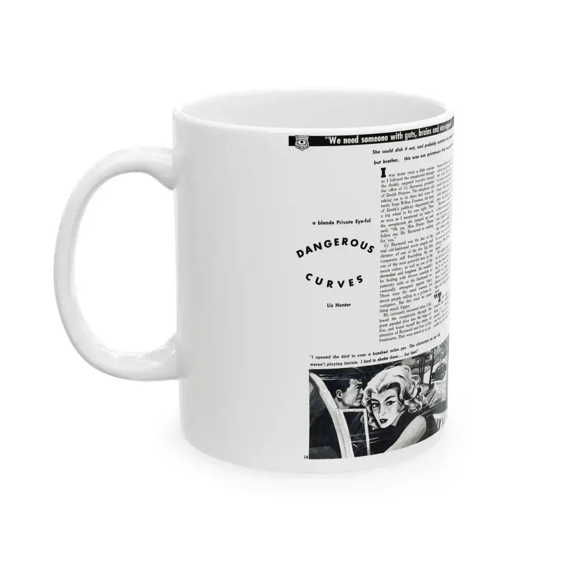 Dangerous Curves, Private Eye magazine, November 1959 - White Coffee Mug - Go Mug Yourself