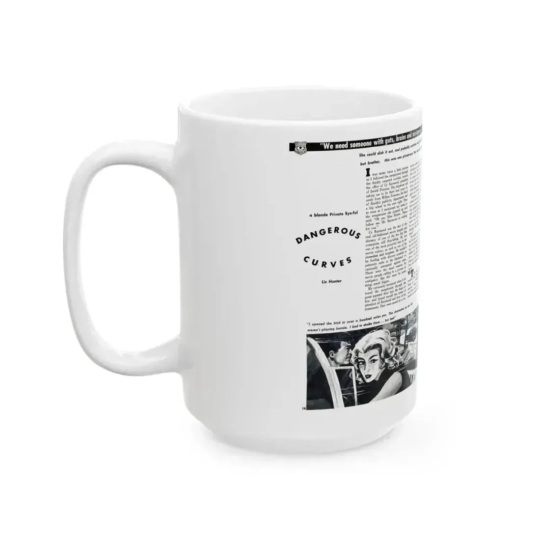 Dangerous Curves, Private Eye magazine, November 1959 - White Coffee Mug - Go Mug Yourself
